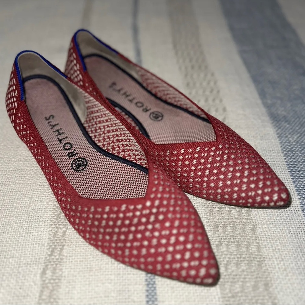 Rothy's The Point Red Apple Ballet Flats Honeycomb US 10.5 / EU 41 Rare Retired - Picture 3 of 9